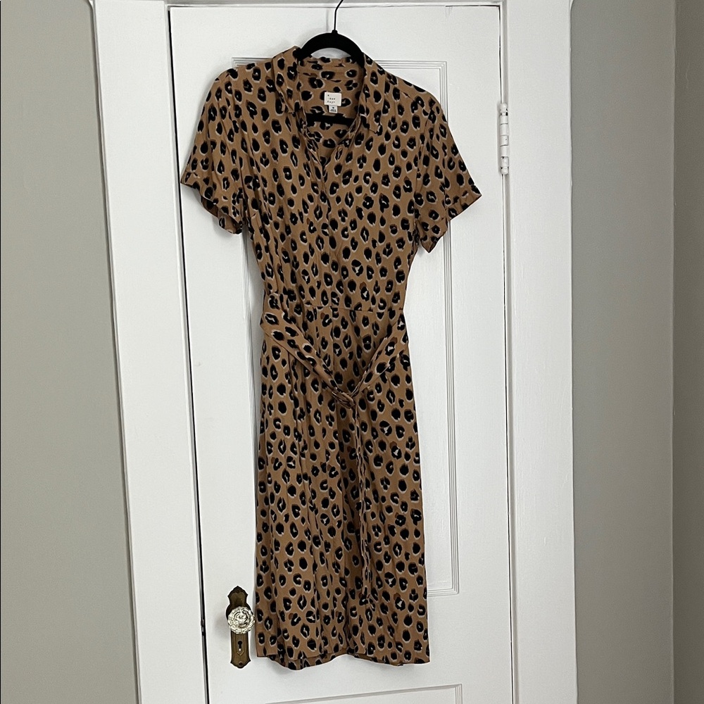 A New Day Tan and Black Patterned Midi Dress